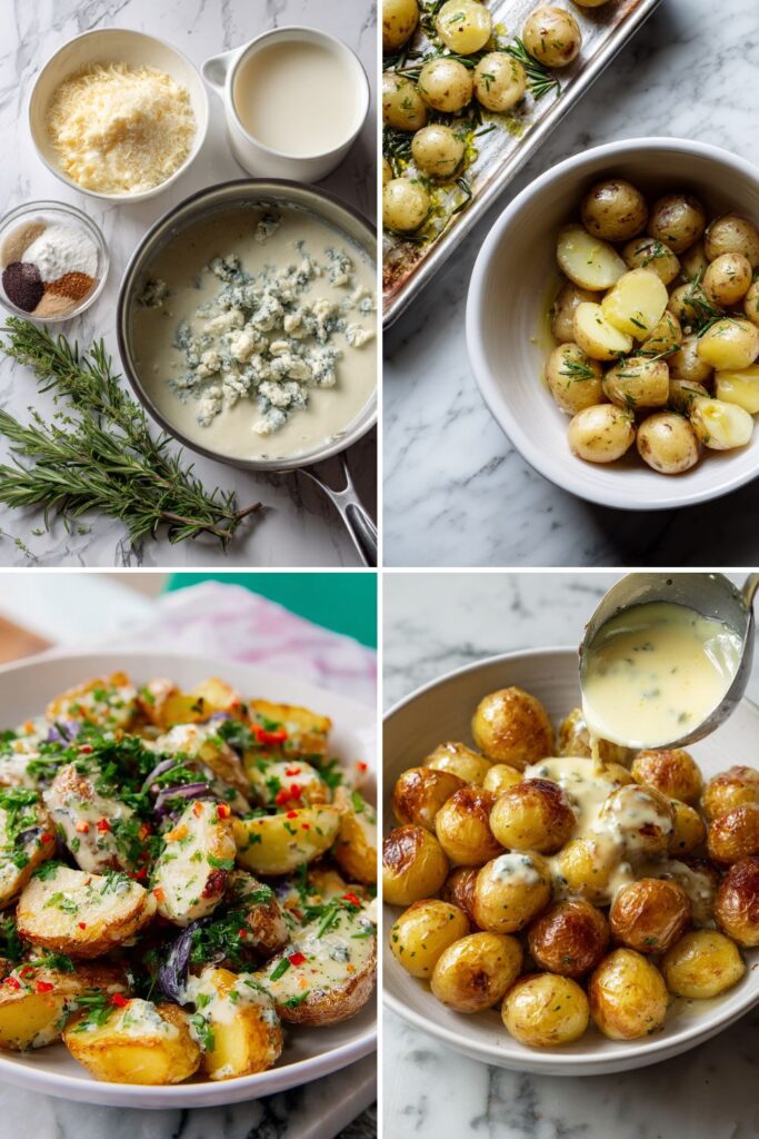 Roasted Potatoes with Warm Blue Cheese Sauce Recipe