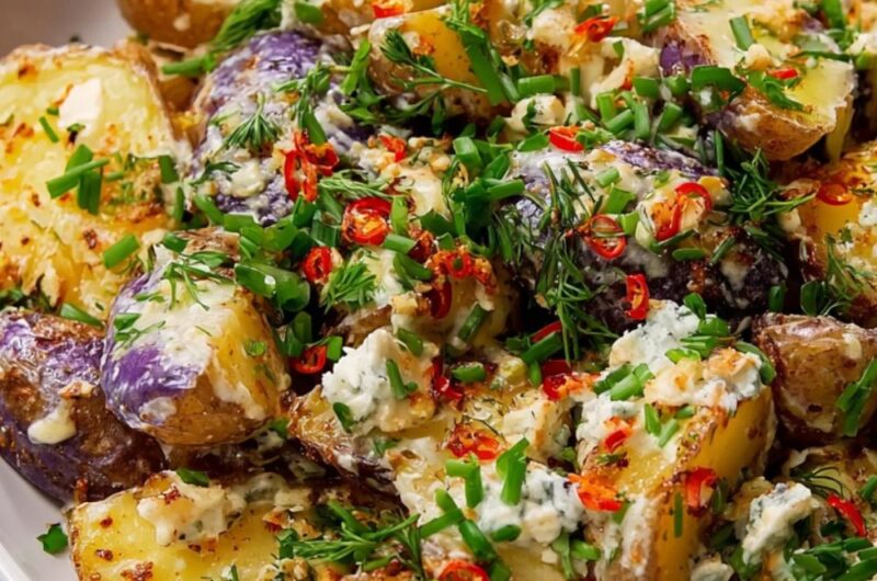 Roasted Potatoes with Warm Blue Cheese Sauce Recipe