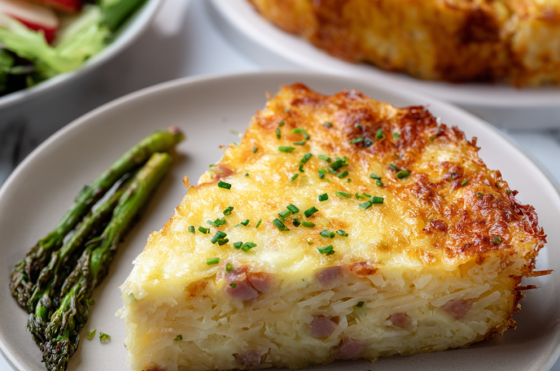 Deep-Dish Hash Brown Ham and Cheese Quiche Recipe
