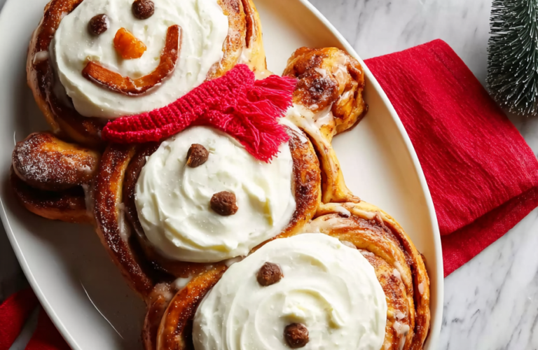 Giant Cinnamon Roll Snowman Recipe