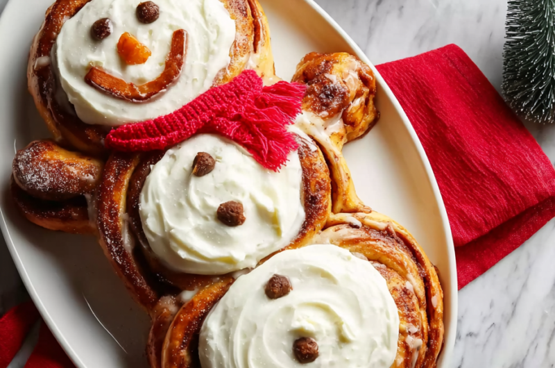 Giant Cinnamon Roll Snowman Recipe