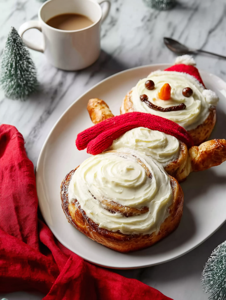 Giant Cinnamon Roll Snowman Recipe