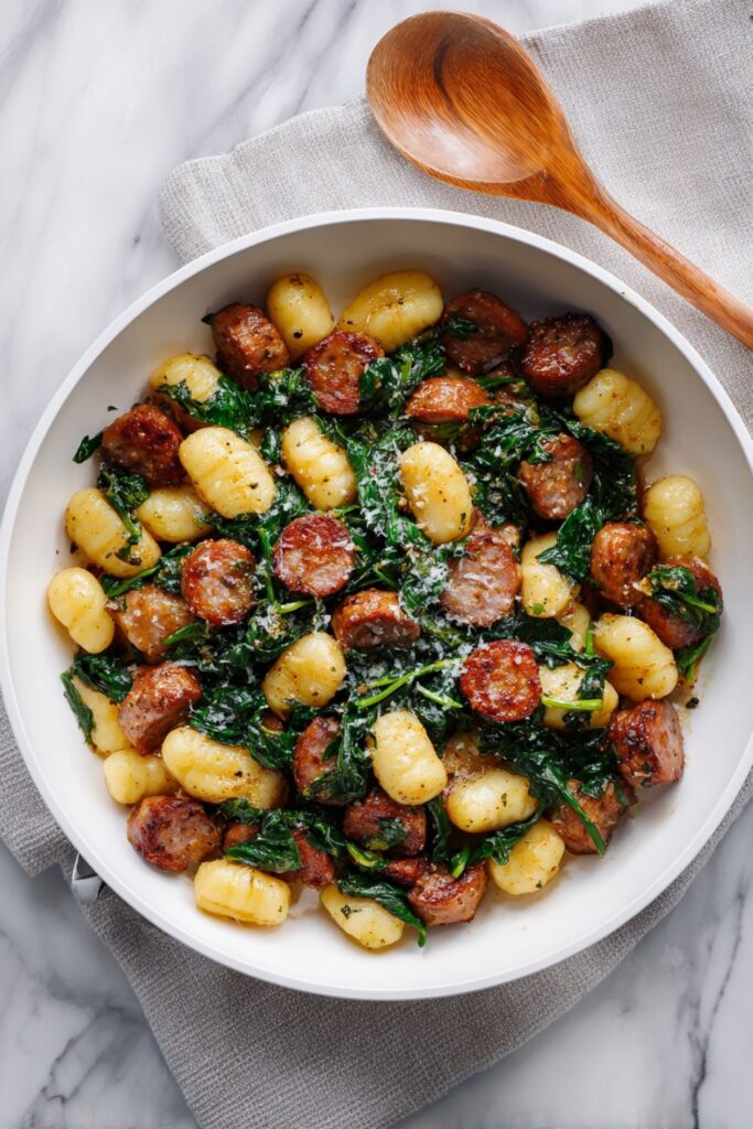Cauliflower Gnocchi with Spinach & Chicken Sausage