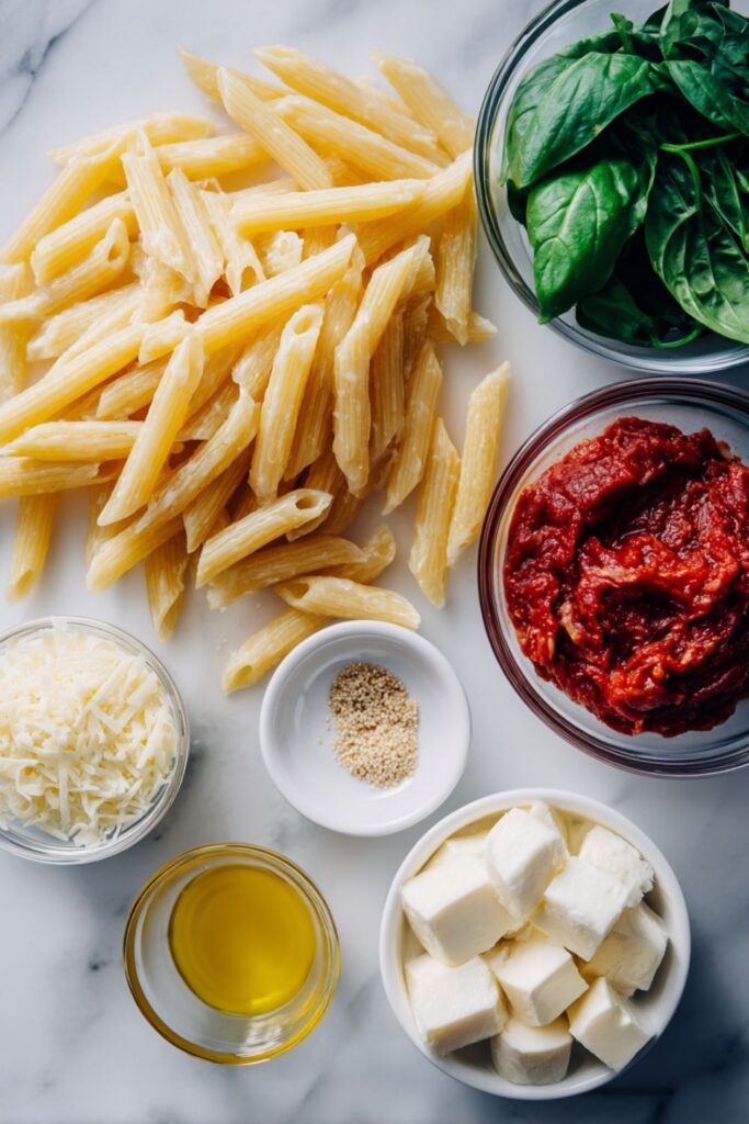 Cheesy Spinach Baked Penne Recipe