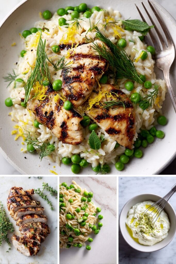 Creamy Lemon-Pepper Orzo with Grilled Chicken Recipe