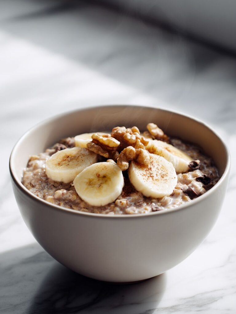 "Hot Chocolate" Banana-Nut Oatmeal Recipe