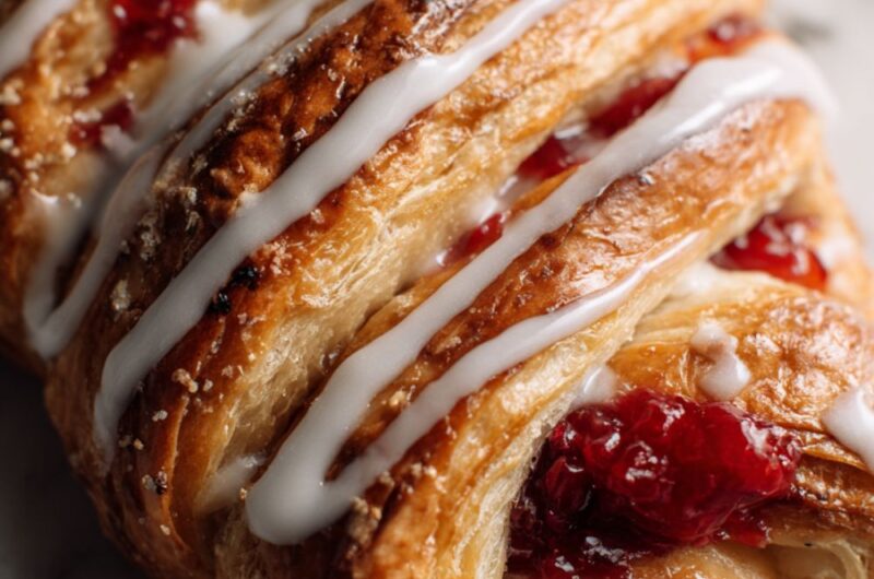 Iced Raspberry Pastry Braid Recipe