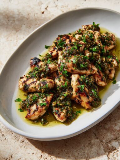 Mediterranean Grilled Chicken with Green Olive Salsa Verde Recipe