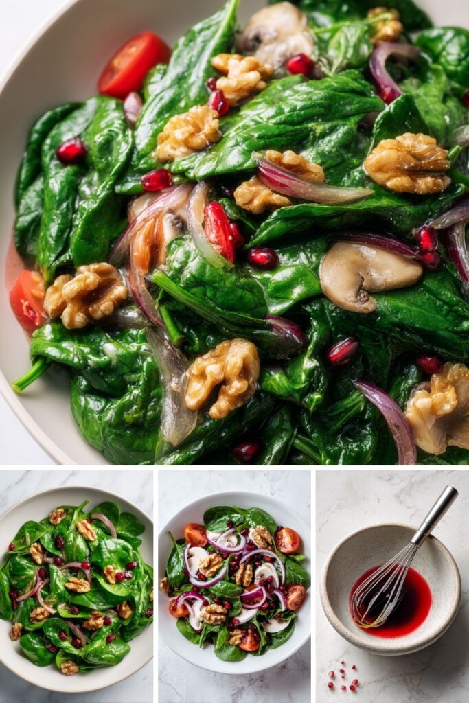Super Food Spinach Salad with Pomegranate-Glazed Walnuts Recipe