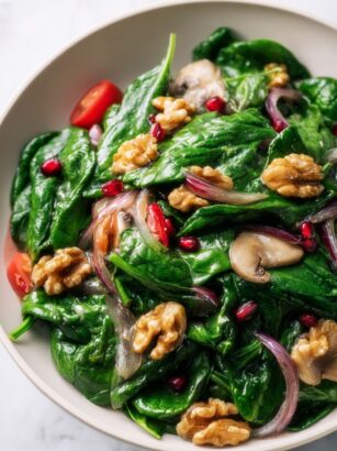 Super Food Spinach Salad with Pomegranate-Glazed Walnuts Recipe