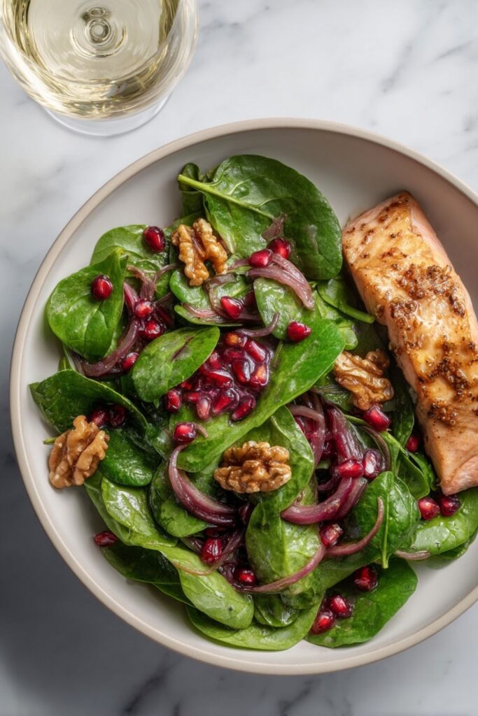 Super Food Spinach Salad with Pomegranate-Glazed Walnuts Recipe
