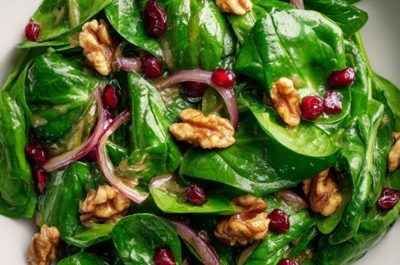 Super Food Spinach Salad with Pomegranate-Glazed Walnuts Recipe