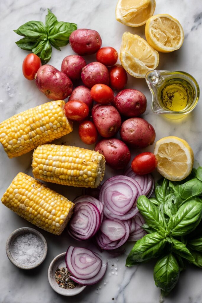 Potato, Tomato, Corn and Basil Salad Recipe