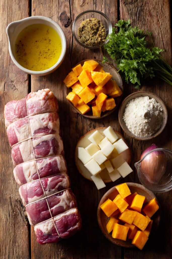 Roast Pork Loin with Fall Vegetable Cobbler