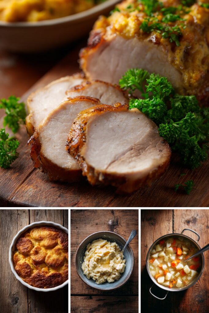 Roast Pork Loin with Fall Vegetable Cobbler