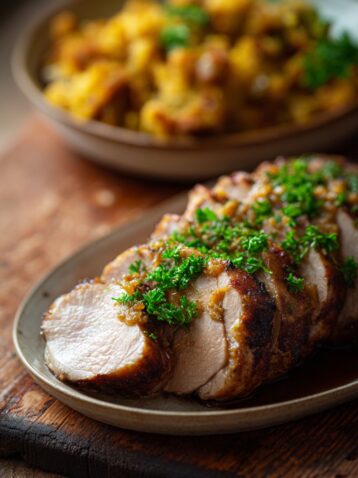 Roast Pork Loin with Fall Vegetable Cobbler