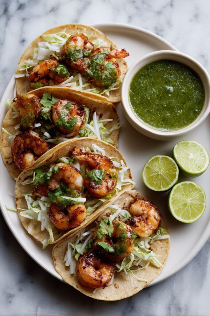 Shrimp Tacos with Jicama Wraps