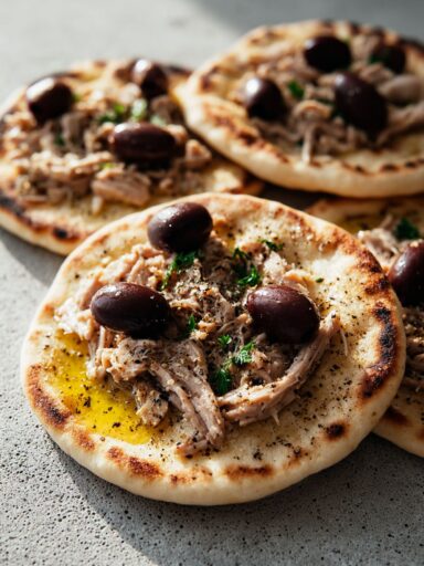 Tuna, White Bean and Olive Flatbread Pitas Recipe