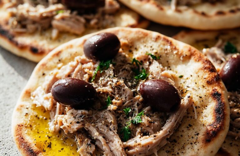 Tuna, White Bean and Olive Flatbread Pitas Recipe