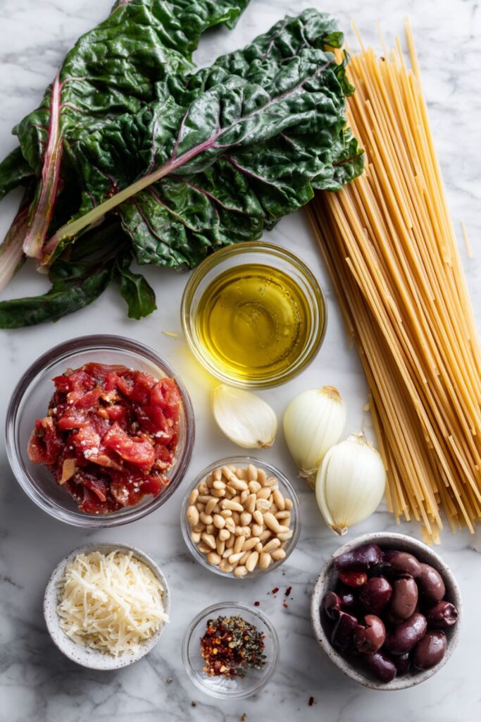 Whole-Wheat Spaghetti with Swiss Chard and Pecorino Cheese Recipe