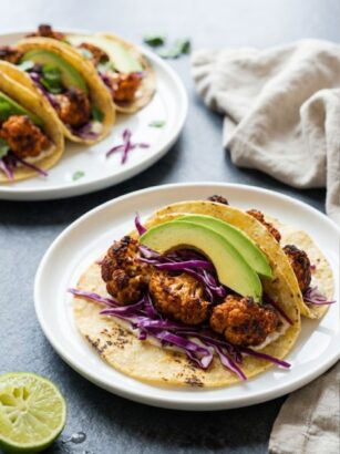 Chipotle Cauliflower Tacos with Lime Slaw Recipe