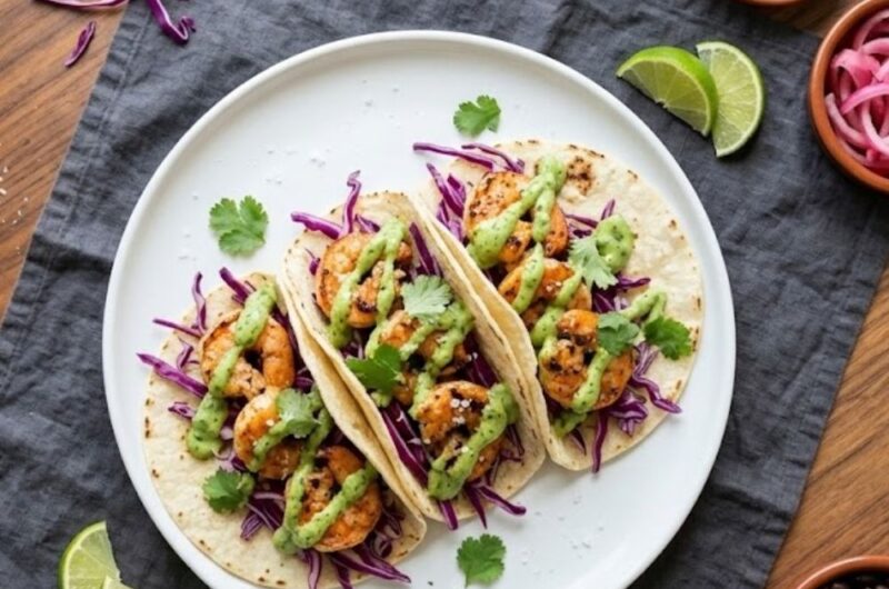 Chipotle Shrimp Tacos with Avocado Crema Recipe