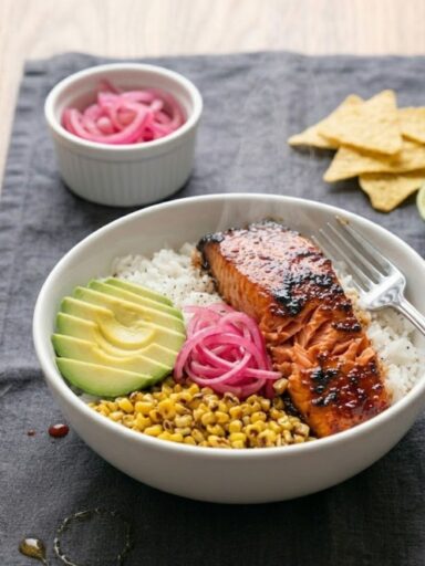Spicy Chipotle Honey Salmon Bowls Recipe