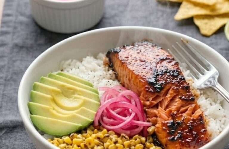 Spicy Chipotle Honey Salmon Bowls Recipe
