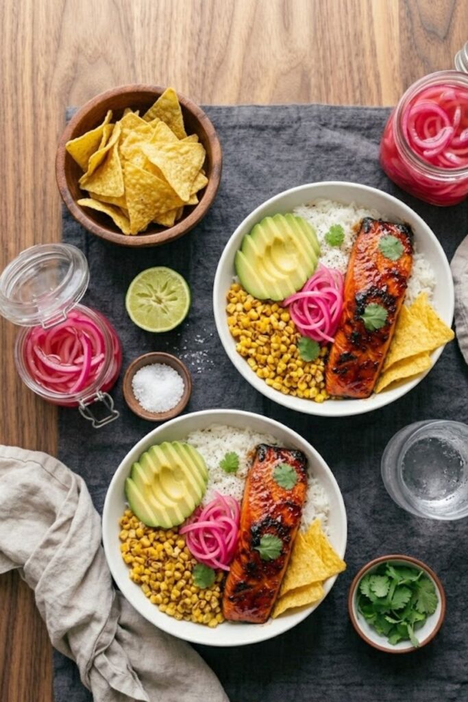 Spicy Chipotle Honey Salmon Bowls Recipe