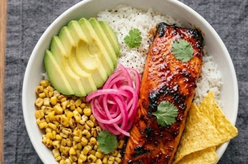 Spicy Chipotle Honey Salmon Bowls Recipe
