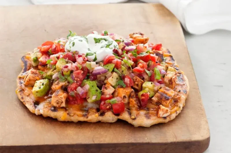 Grilled Chicken Taco Pizzas