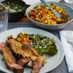 Grilled Rib Eye Steaks with Watermelon Tomato Salsa