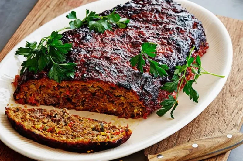Roasted Vegetable Meatloaf with Balsamic Glaze