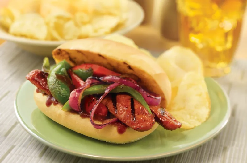 Grilled Smoked Sausage and Pepper Hoagies